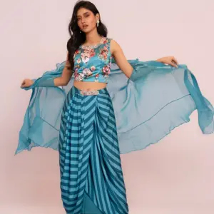 Green Digital Print Party Wear