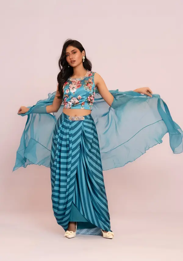 Green Digital Print Party Wear Green Digital Print Party Wear