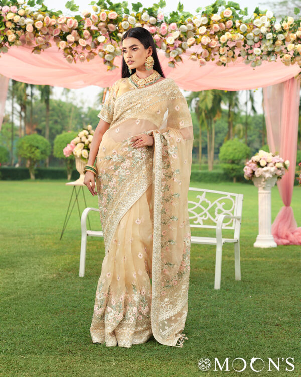 Golden Muslin Saree