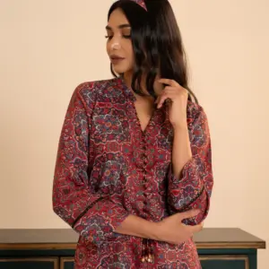 Floral-Printed-Co-ord-Set-Wine-Color